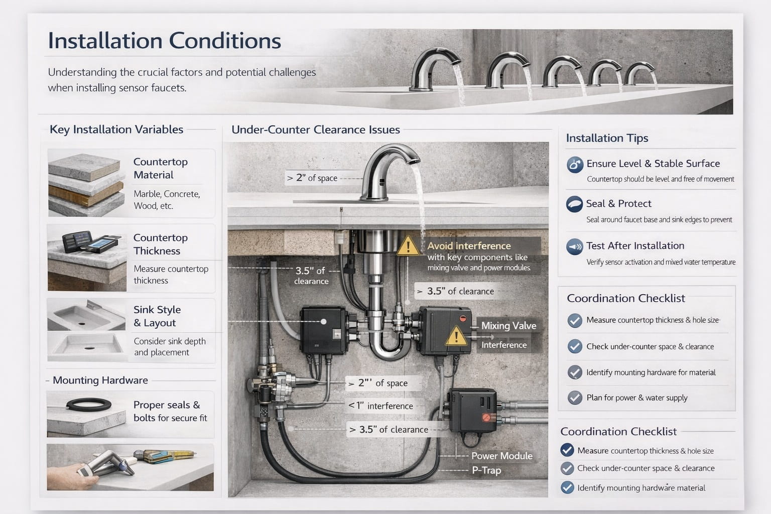 Installation detail and commercial sink deck conditions