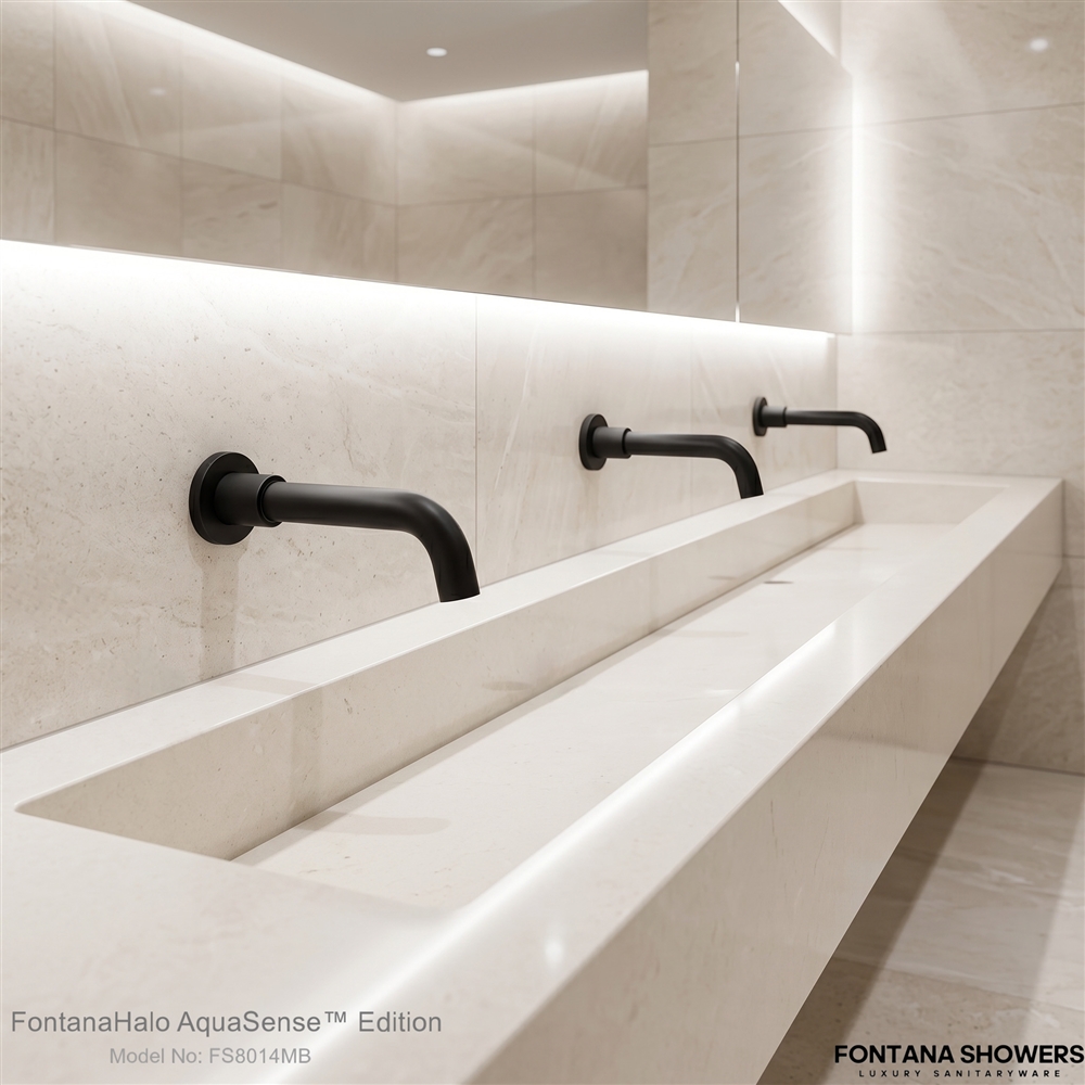 FontanaShowers matte black automatic soap dispenser for commercial restrooms