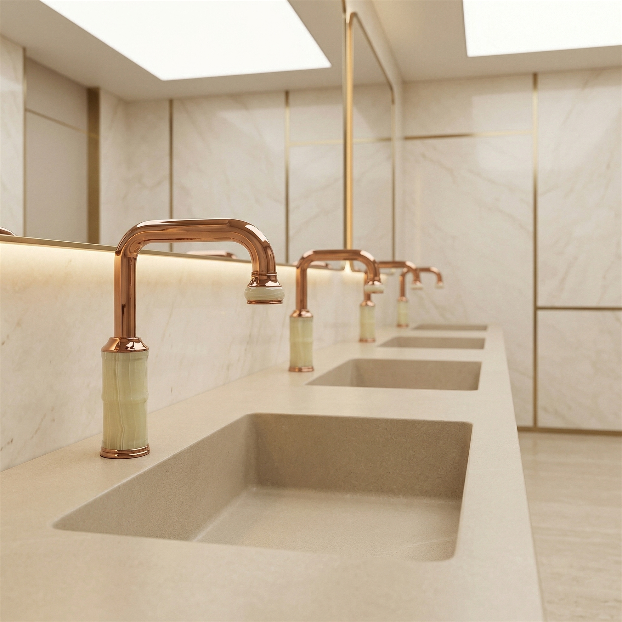 Fontana sensor-activated touchless faucet system for commercial restroom design