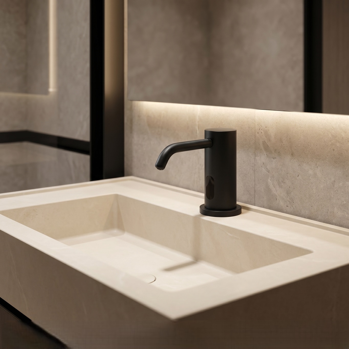 Fontana Leo Matte Black Deck Mounted Automatic Soap Dispenser