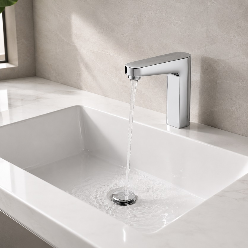 Fontana TouchLogic Elite chrome commercial touchless bathroom faucet review image