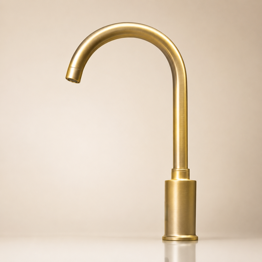 Modern touchless faucet supporting hygiene and water conservation in hotel bathrooms