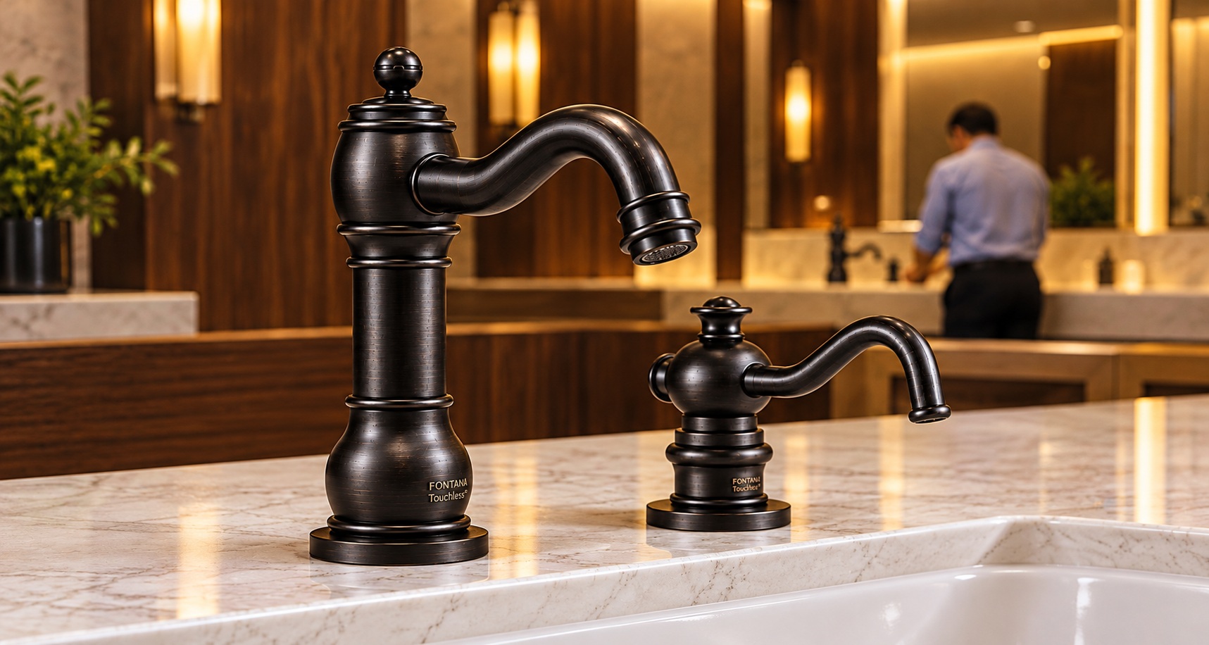Sink and faucet arrangement used to illustrate sensing and fixture coordination