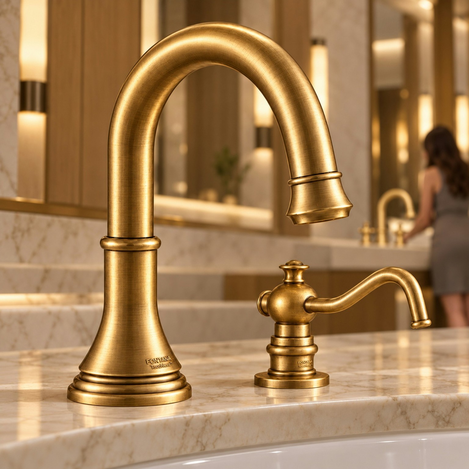 Modern bathroom with lavatory fixtures and coordinated architectural finishes