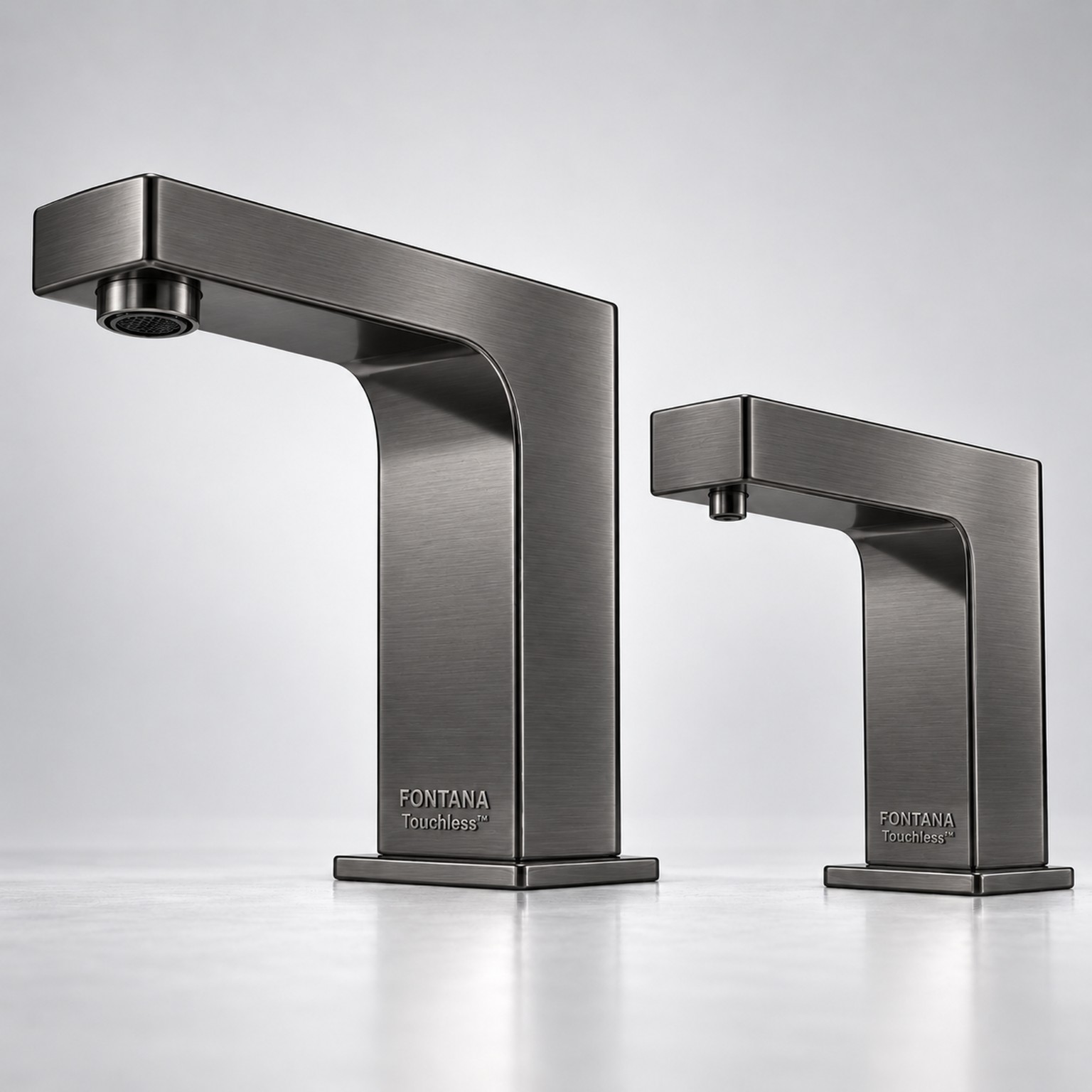 Contemporary commercial-style bathroom interior illustrating architectural restroom fixture selection